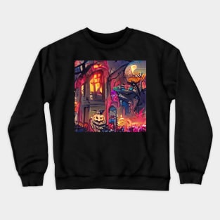 SURREAL HALLOWEEN STREET SCENE Crewneck Sweatshirt